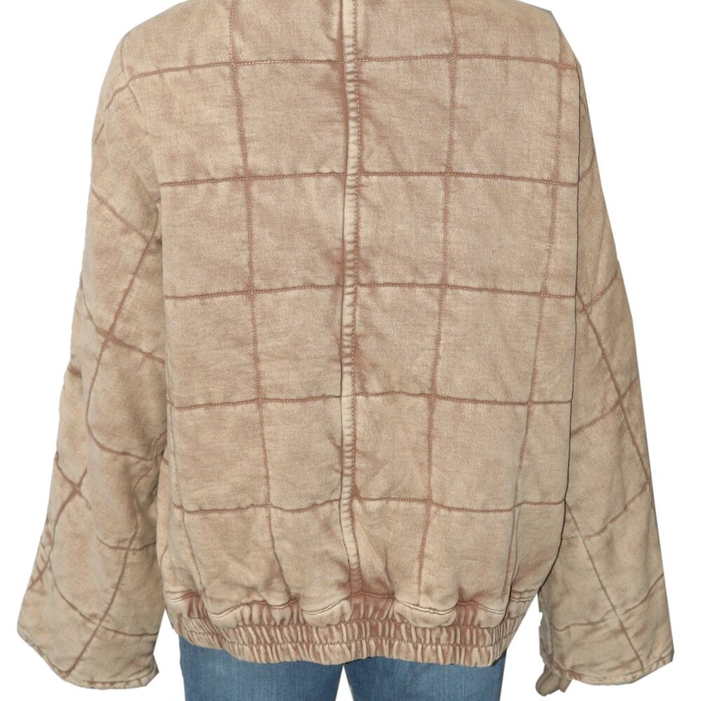 Free People Dolman Quilted Knit Jacket Top Champange Diamonds New - Picture 7 of 8
